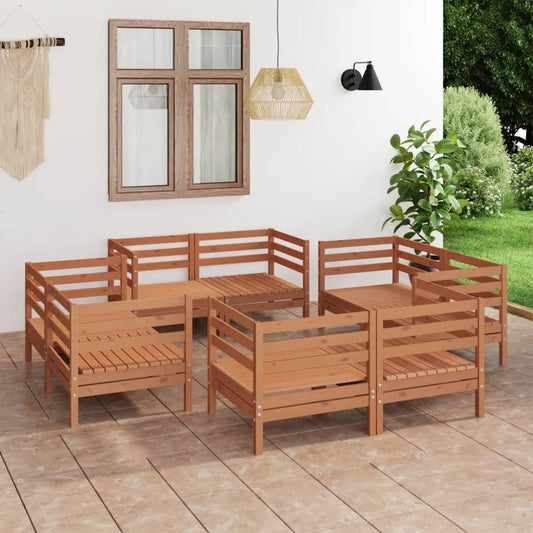 8-tlg. Garten-Lounge-Set Honigbraun Massivholz Kiefer