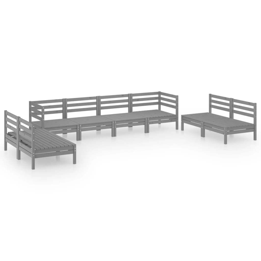 8-piece garden lounge set grey solid pine