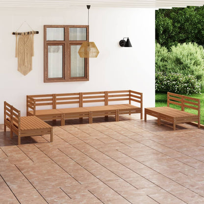8-piece garden lounge set honey brown solid pine