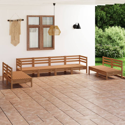 8-piece garden lounge set honey brown solid pine