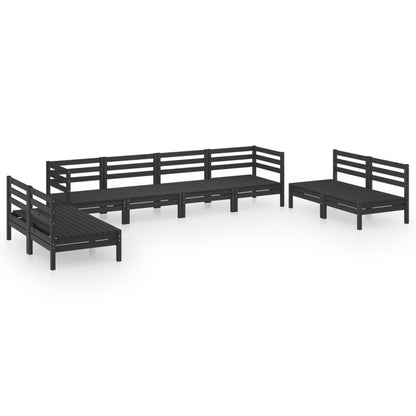 8-piece garden lounge set black solid pine