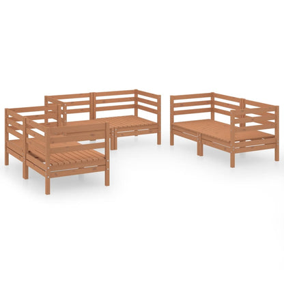6-piece garden lounge set honey brown solid pine