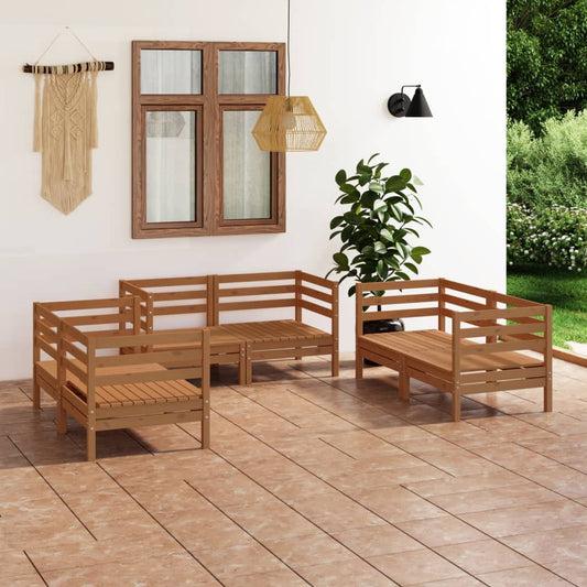 6-piece garden lounge set honey brown solid pine