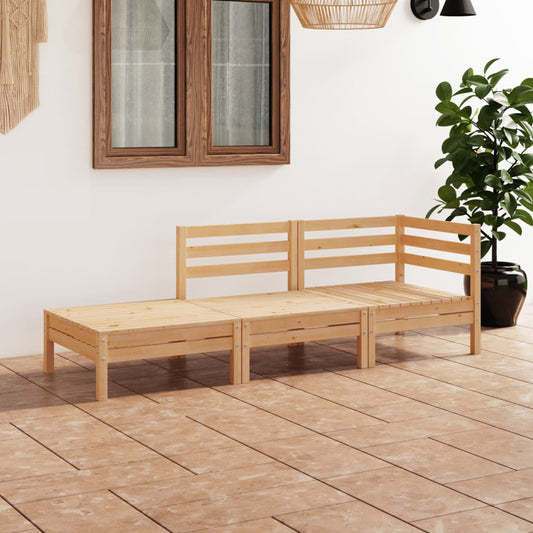 3-piece garden lounge set solid pine