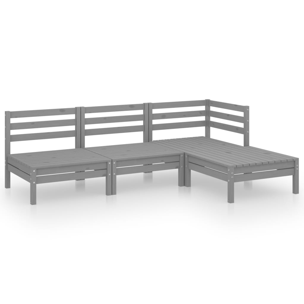 4-piece garden lounge set solid pine grey