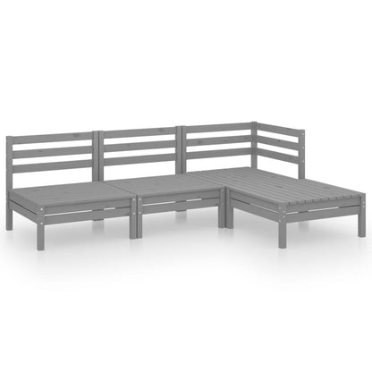 4-piece garden lounge set solid pine grey