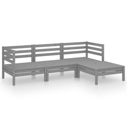 4-piece garden lounge set solid pine grey