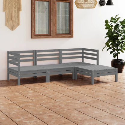 4-piece garden lounge set solid pine grey