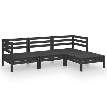 4-piece garden lounge set solid pine black