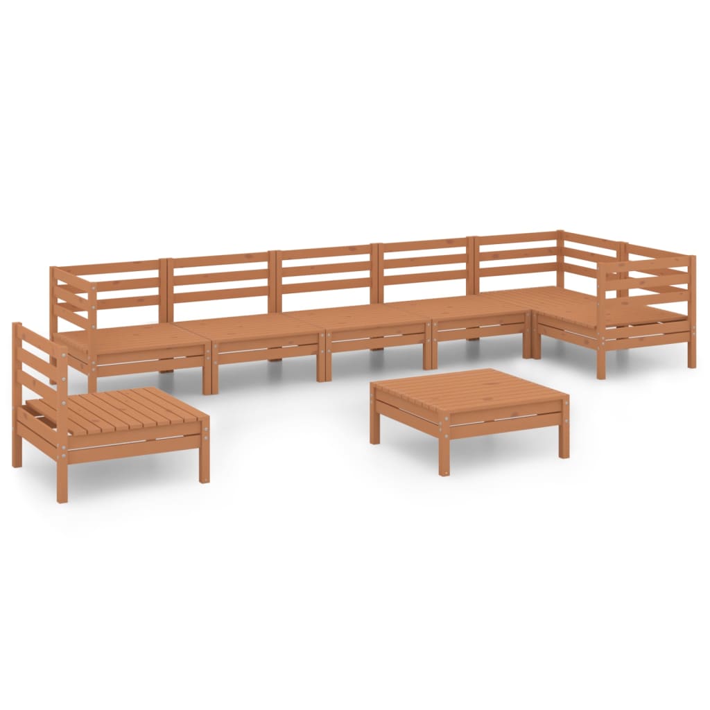 8-piece garden lounge set solid pine honey brown