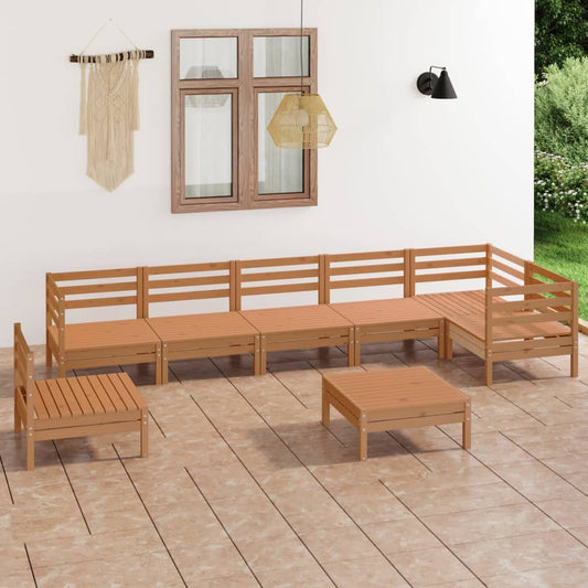 8-piece garden lounge set solid pine honey brown