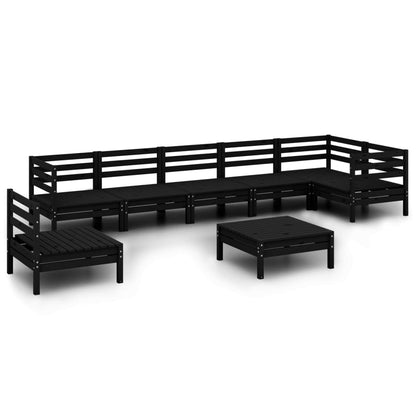 8-piece garden lounge set solid pine black