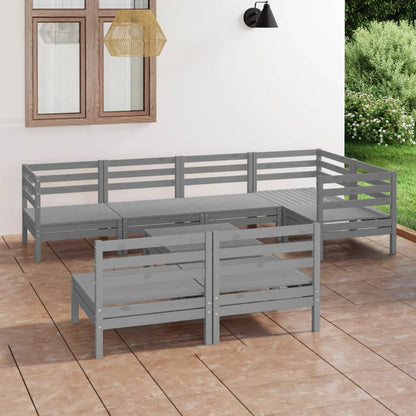 8-piece garden lounge set solid pine grey