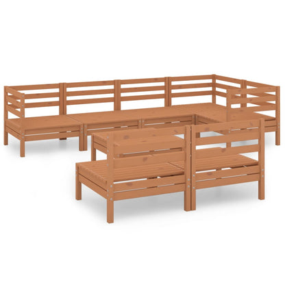 8-piece garden lounge set solid pine honey brown