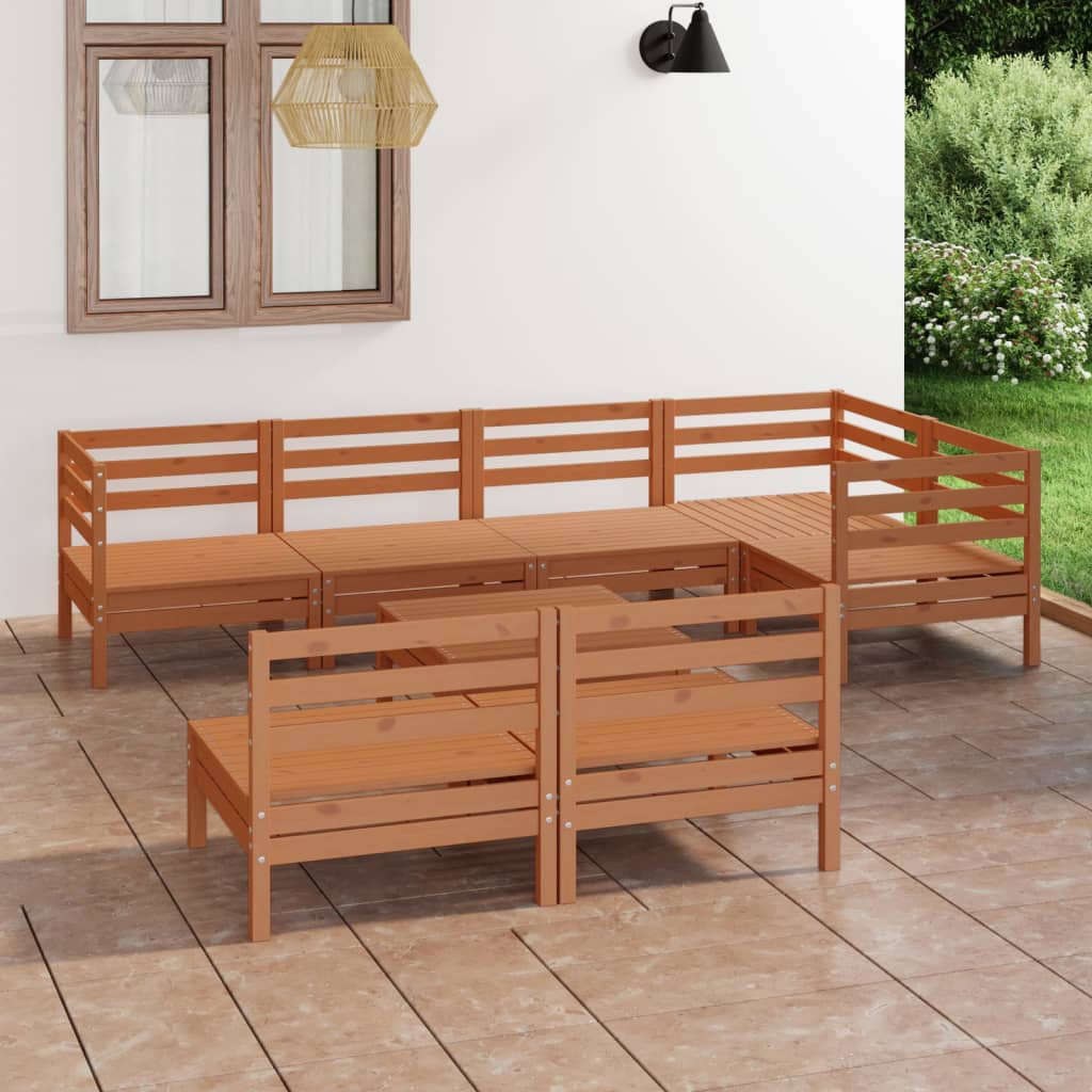8-piece garden lounge set solid pine honey brown