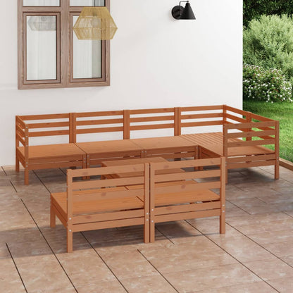 8-piece garden lounge set solid pine honey brown
