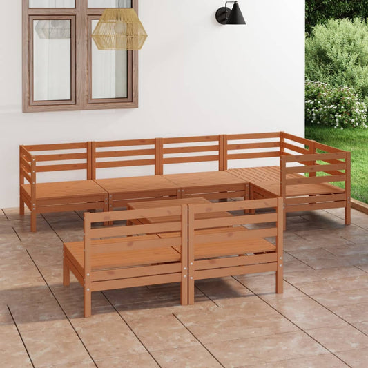 8-piece garden lounge set solid pine honey brown