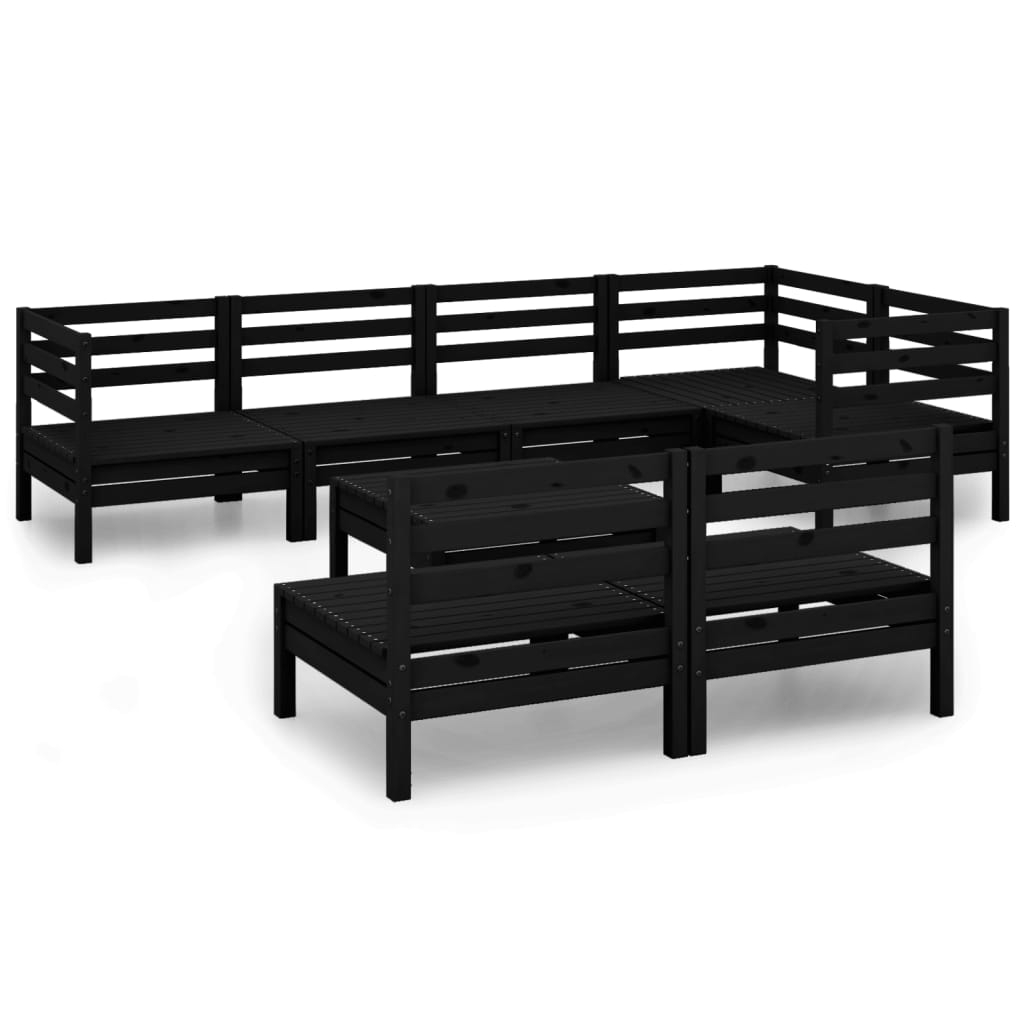 8-piece garden lounge set solid pine black