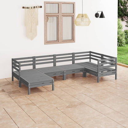 6-tlg. Garten-Lounge-Set Massivholz Kiefer Grau