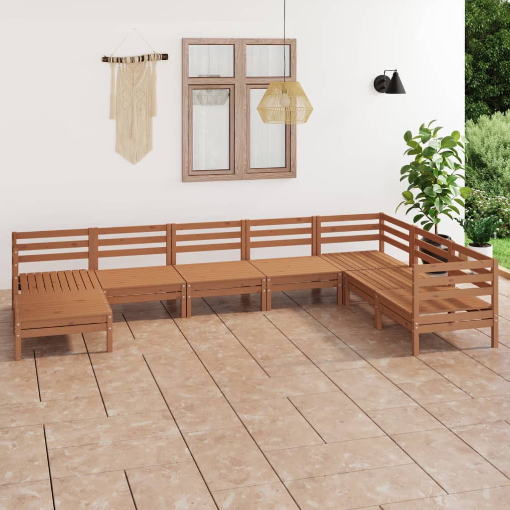 8-tlg. Garten-Lounge-Set Massivholz Kiefer Honigbraun
