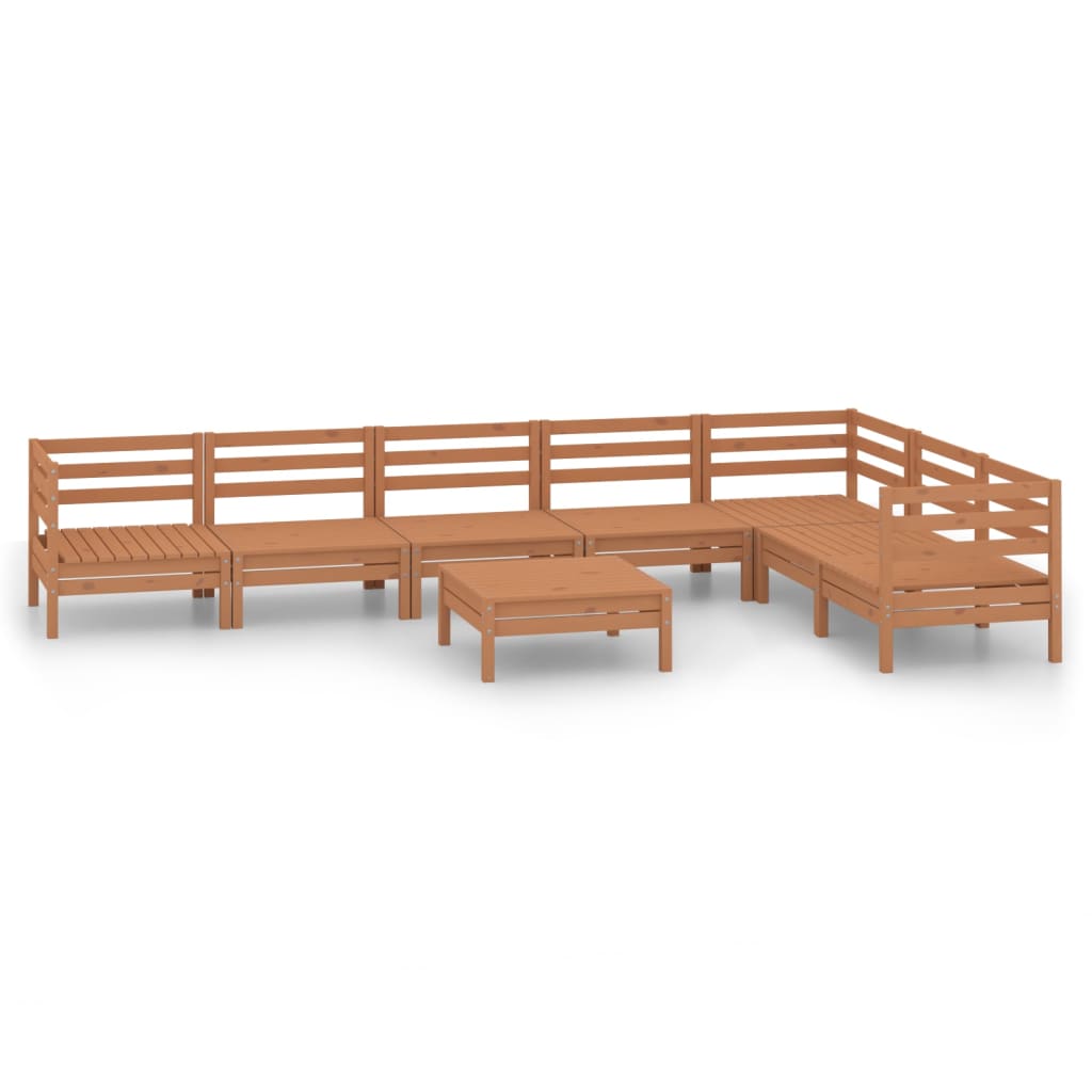 8-tlg. Garten-Lounge-Set Massivholz Kiefer Honigbraun