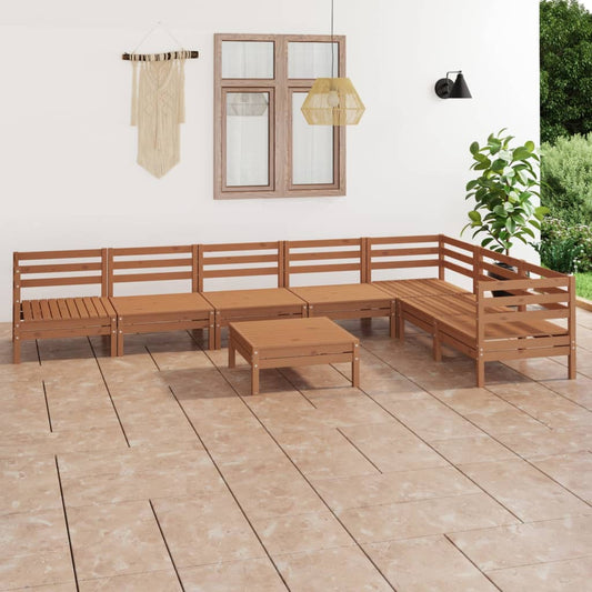 8-tlg. Garten-Lounge-Set Massivholz Kiefer Honigbraun