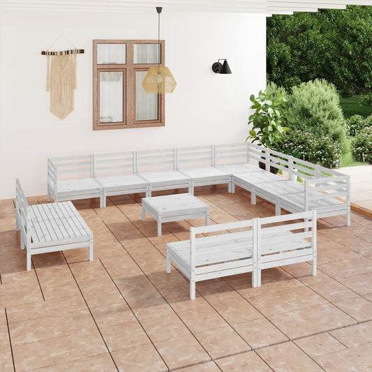 13-piece garden lounge set solid pine white