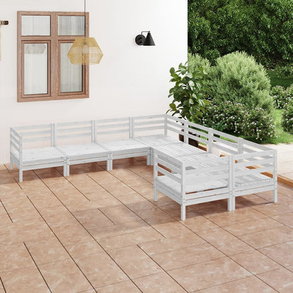 8-piece garden lounge set solid pine white