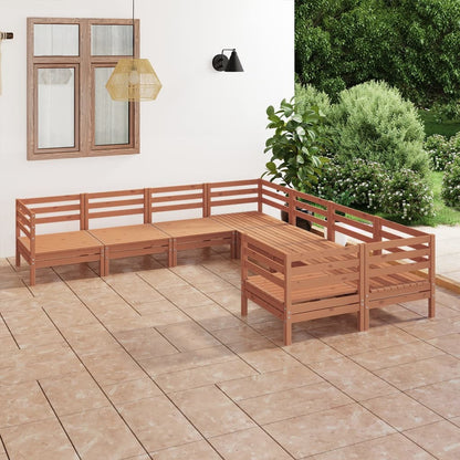 8-piece garden lounge set solid pine honey brown