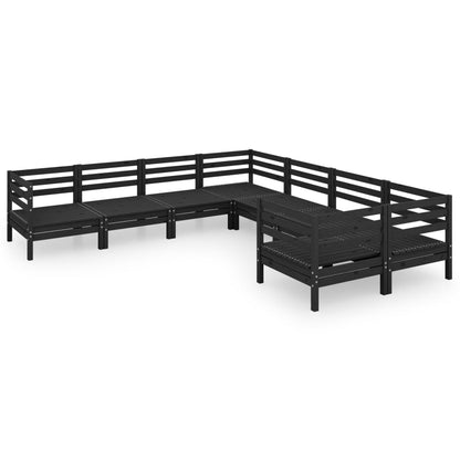 8-piece garden lounge set solid pine black