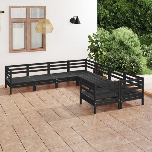 8-piece garden lounge set solid pine black