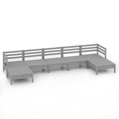 7-tlg. Garten-Lounge-Set Grau Massivholz Kiefer