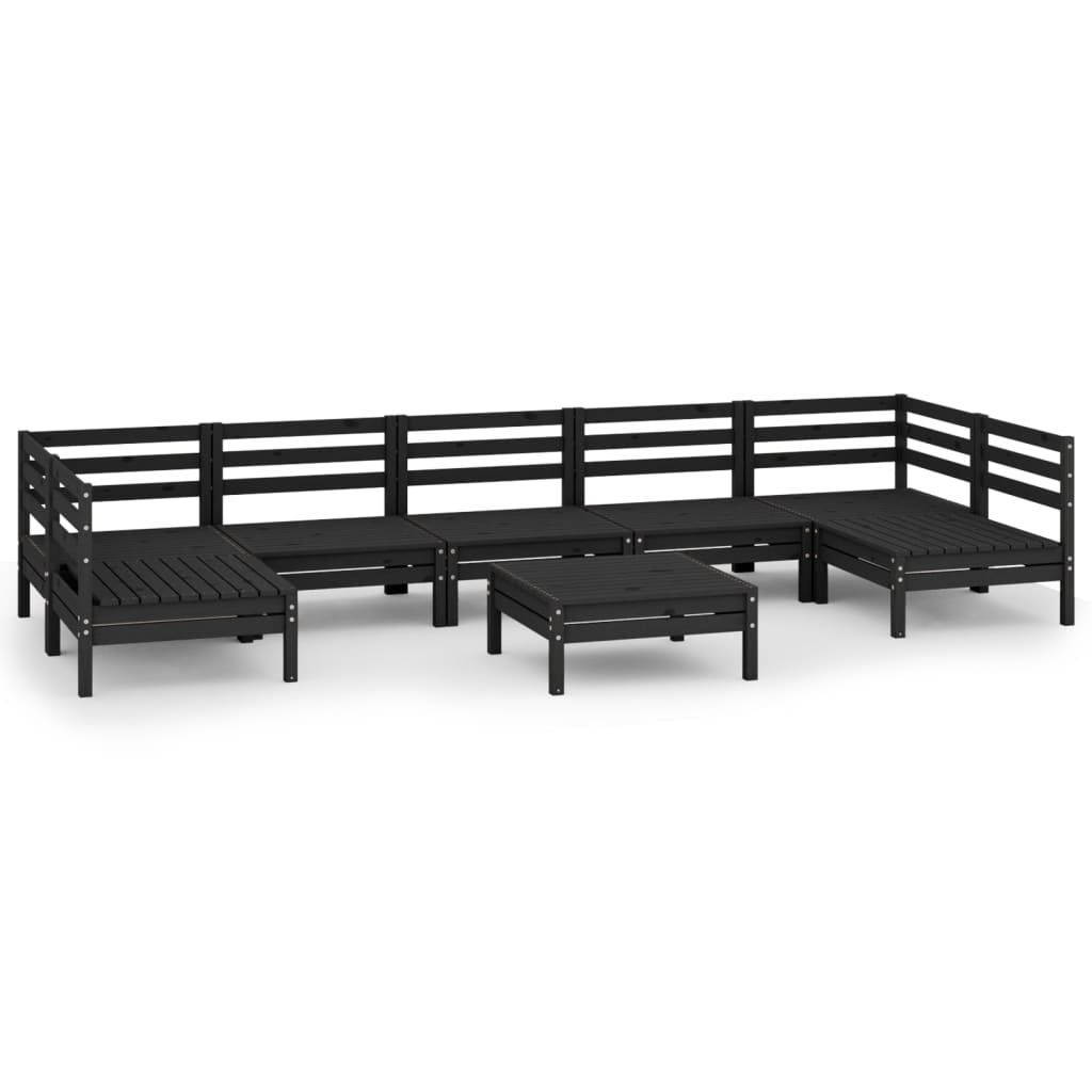 8-piece garden lounge set black solid pine