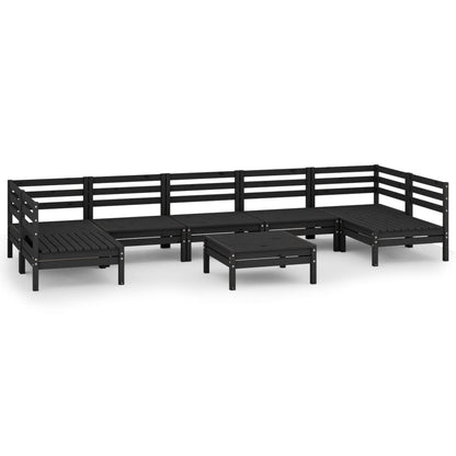 8-piece garden lounge set black solid pine