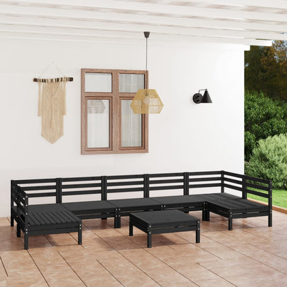 8-piece garden lounge set black solid pine