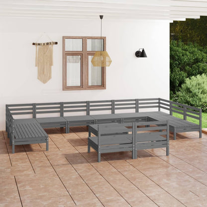 13-piece garden lounge set grey solid pine