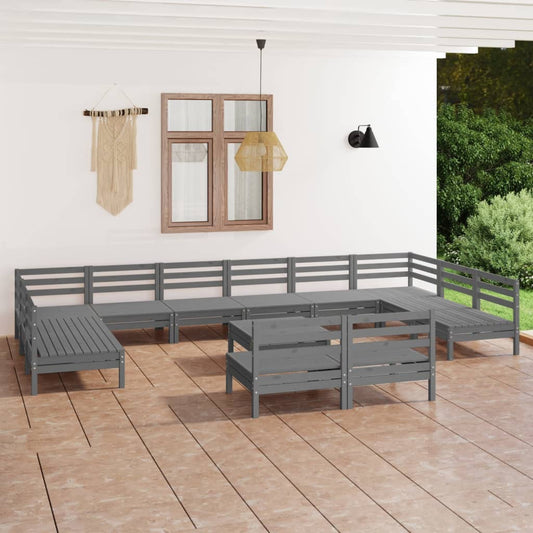 13-piece garden lounge set grey solid pine