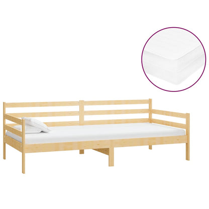 Day bed with mattress 90x200 cm solid pine wood