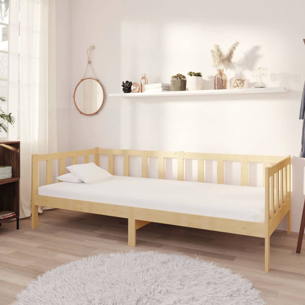 Day bed with mattress 90x200 cm solid pine wood