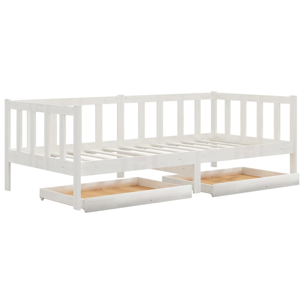 Tagesbett mit Schubladen 90x200 cm Weiß Massivholz Kiefer