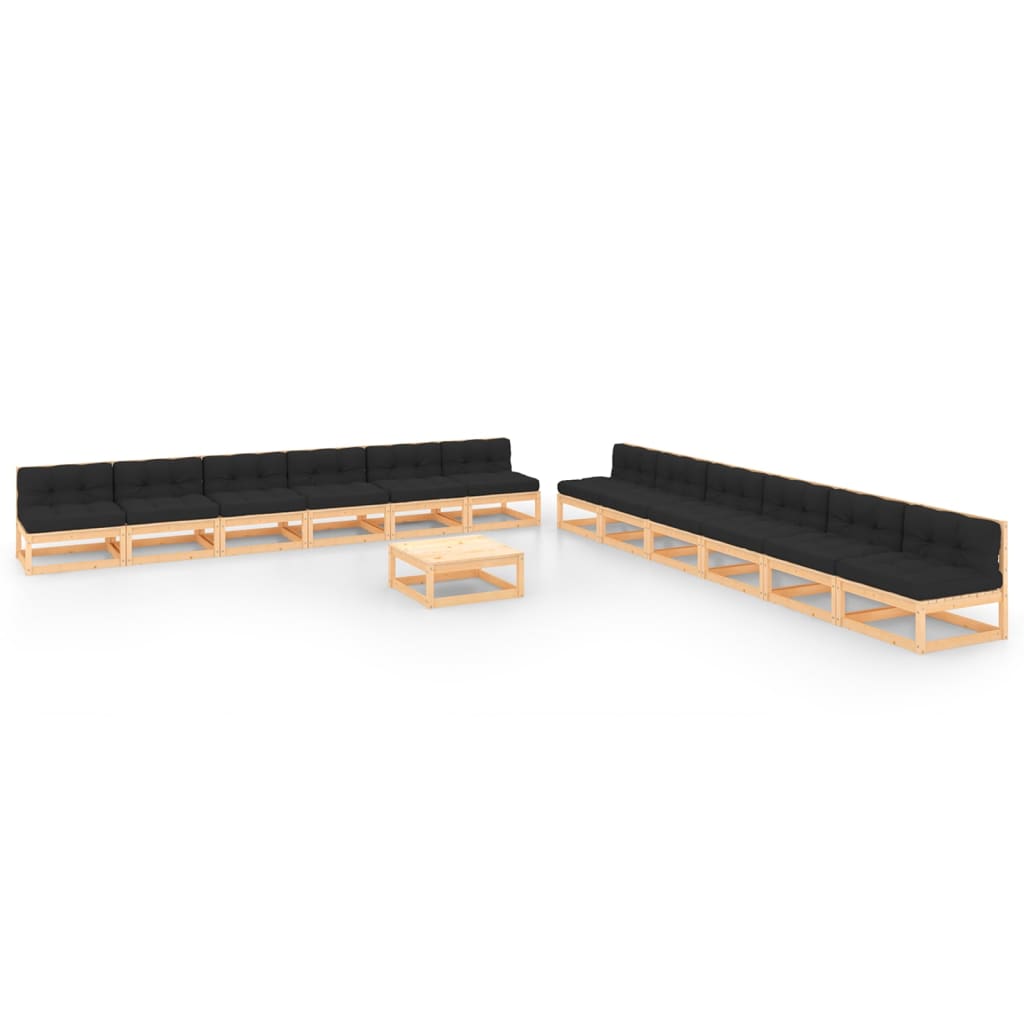 13 kom. Vrtna garnitura za sjedenje s jastucima od punog borovine