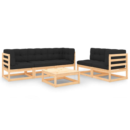 6-piece garden lounge set with cushions solid pine