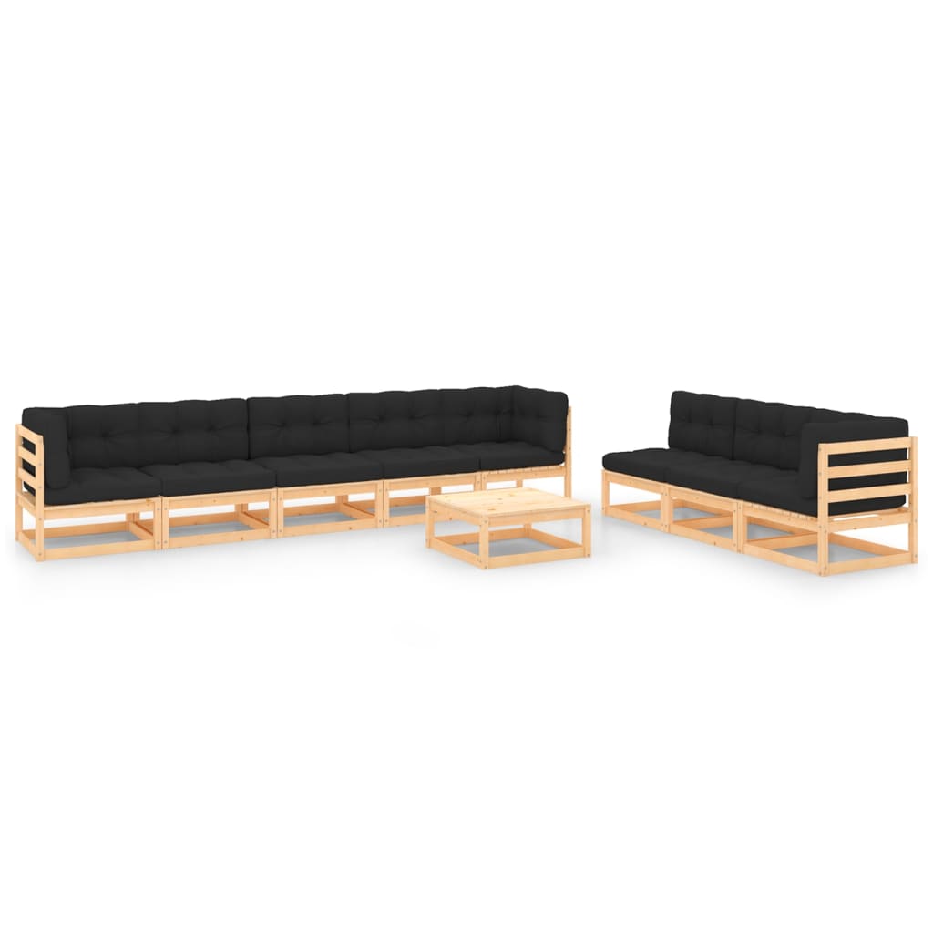 9 kom. Vrtna garnitura za sjedenje s jastucima od punog borovine