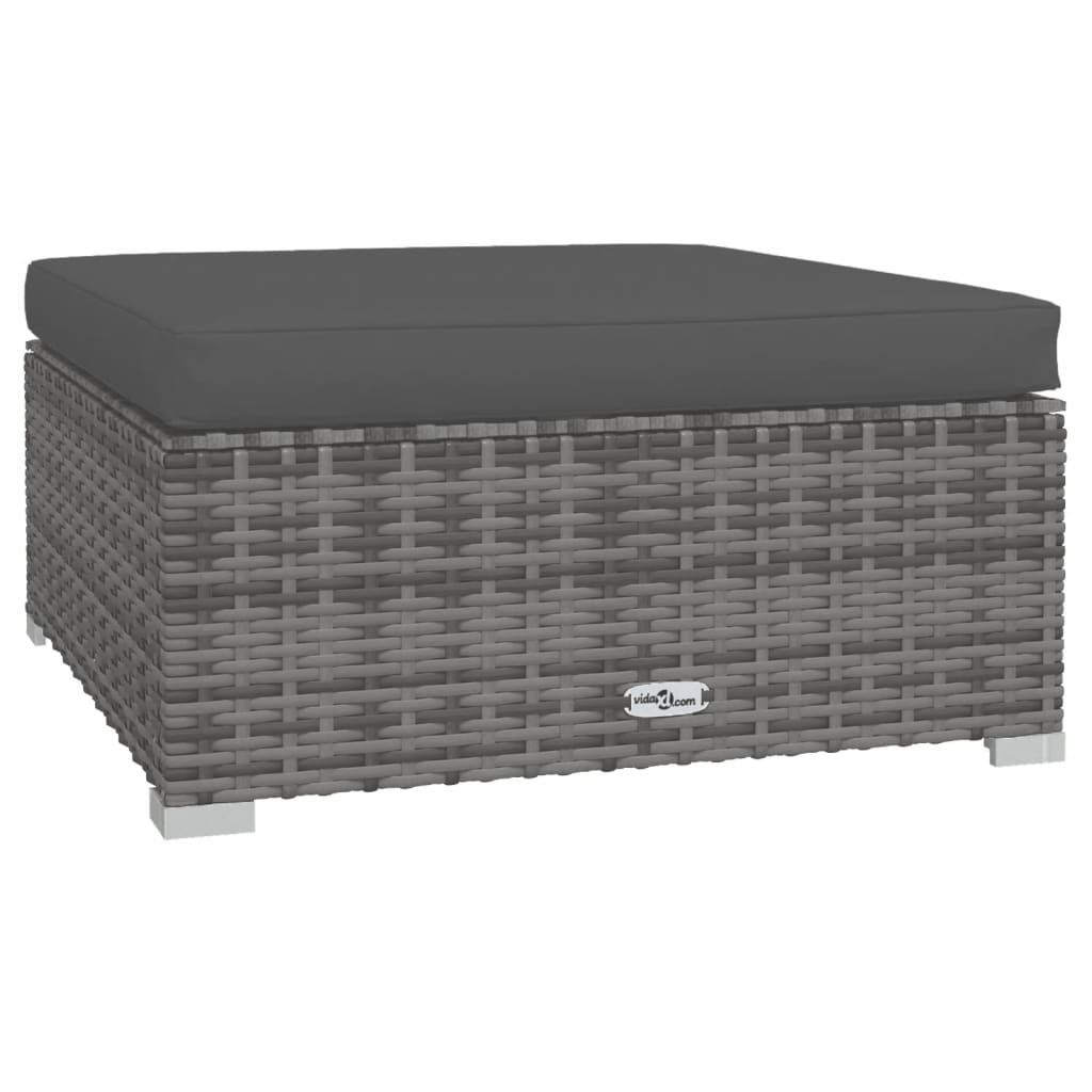 4-tlg. Garten-Lounge-Set mit Kissen Grau Poly Rattan