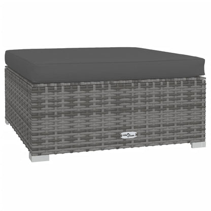 4-tlg. Garten-Lounge-Set mit Kissen Grau Poly Rattan