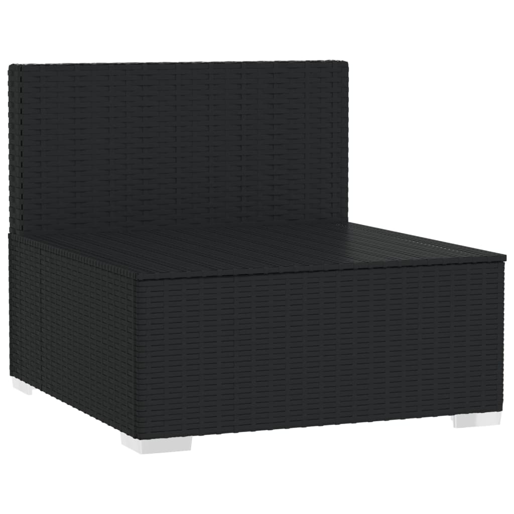 3-Sitzer-Sofa mit Kissen Schwarz Poly Rattan