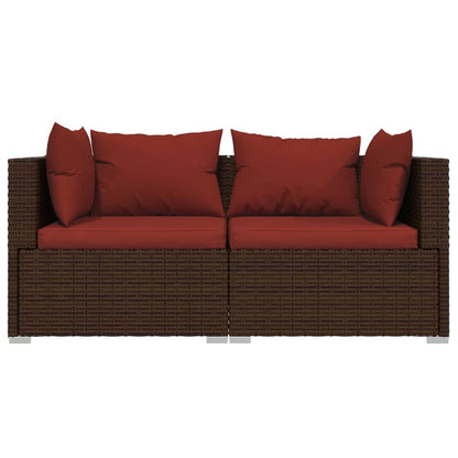 3-piece garden lounge set with cushions brown poly rattan