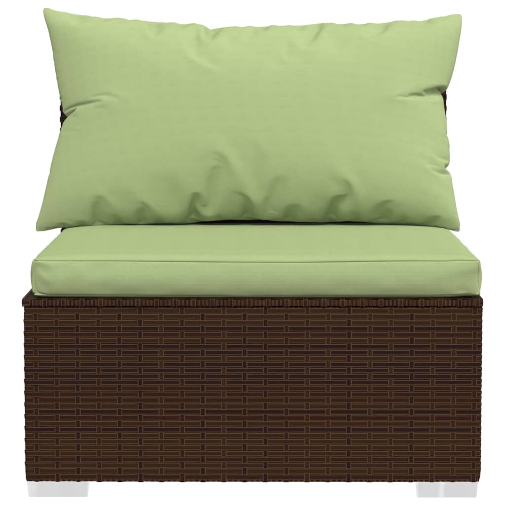 4-piece garden lounge set with cushions brown poly rattan