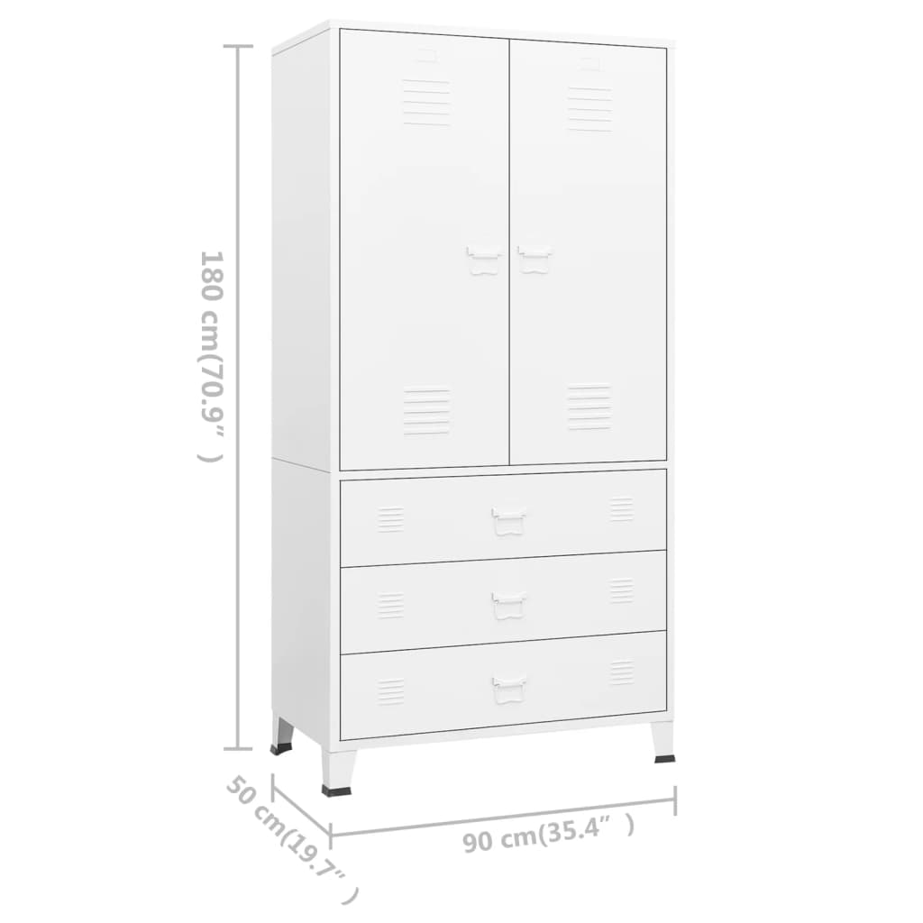 Industrial Kleiderschrank Weiß 90x50x180 cm Metall