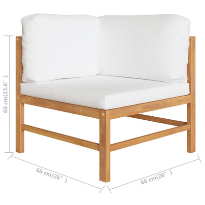 3-Sitzer-Gartensofa mit Creme Kissen Massivholz Teak